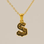 Gold color / 1 Piece Classic Bark Grain Unique Letter S Stainless Steel  Gold Color Unisex Pendant Necklaces Picture19